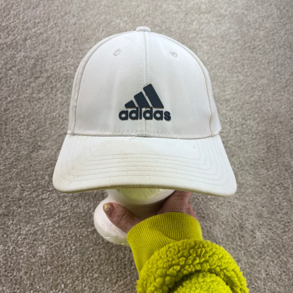 Adidas Baseball Cap Mens OSFM White Black Logo Adjustable Strap Hat